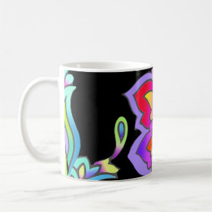 Caneca De Café Neon Flowers