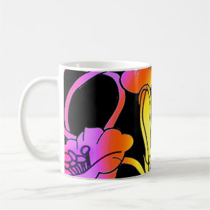 Caneca De Café Neon Flowers