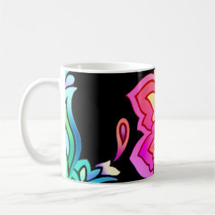 Caneca De Café Neon Flowers