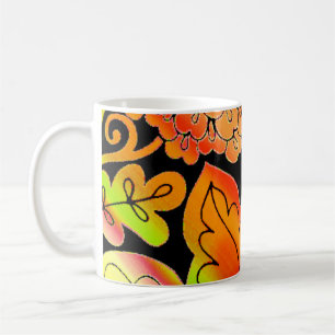 Caneca De Café Neon Flowers