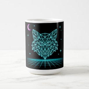 Caneca De Café Neon Fox Synthwave - Caçador Elétrico Retrô
