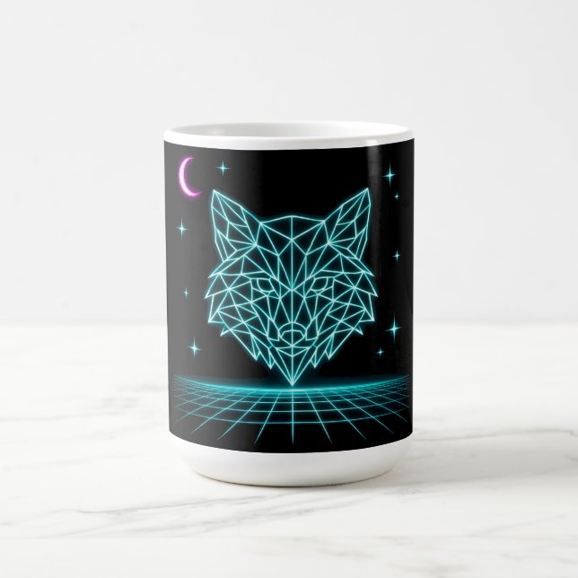 Caneca De Café Neon Fox Synthwave - Retro Electric Hunter (Centro)
