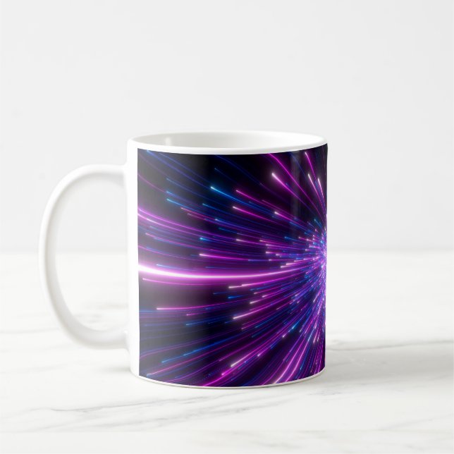 Caneca De Café Neon Galaxy - Fundo do Abstrato Cósmico (Esquerda)