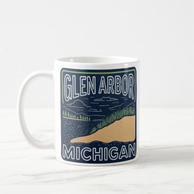 Caneca De Café Neon Glen Arbor Michigan (Esquerda)