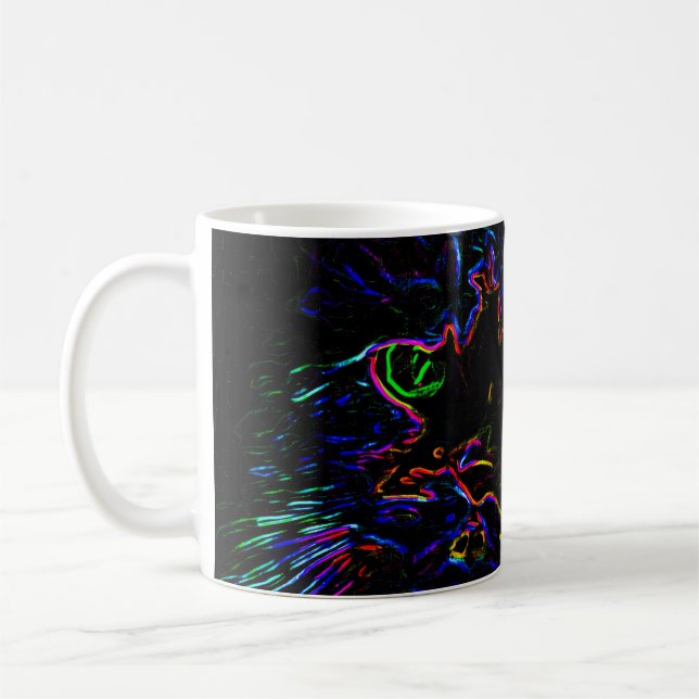 Caneca De Café Neon Glow Cat (Esquerda)