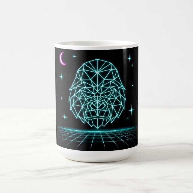 Caneca De Café Neon Gorilla Synthwave - Retro Power Beast (Centro)