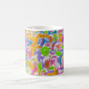 Caneca De Café Neon Grafite-Pinceladas Abstratas Pintadas à Mão
