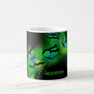 Caneca De Café Neon Green Butflies