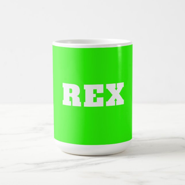 Caneca De Café Neon Green e White Modern Name Pet (Centro)
