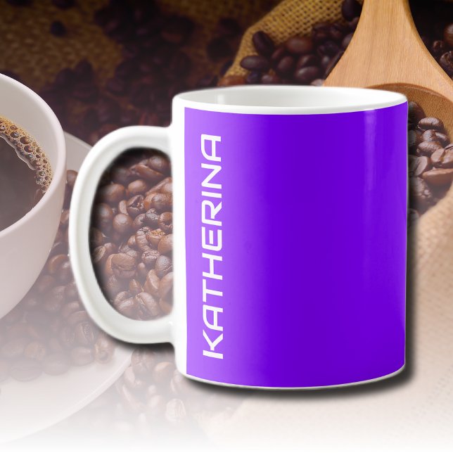 Caneca De Café Neon Indigo Solid Color | Personalizado Clássico (Criador carregado)