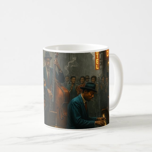 Caneca De Café Neon Jazz Night Mood (Frente Esquerda)