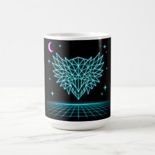 Caneca De Café Neon Phoenix Synthwave - Fogo Retro Ascendente