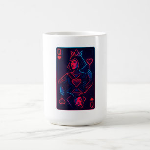 Caneca De Café Neon Queen of Hearts — Onda Síntron Retro-Futurist