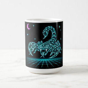Caneca De Café Neon Scorpion Synthwave – Choque Elétrico Retro