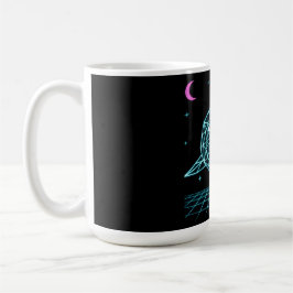 Caneca De Café Neon Shark Synthwave - Retro Ocean Predator