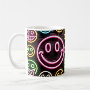 Caneca De Café Neon Smile & Sips Trendy Design Coffee Mug