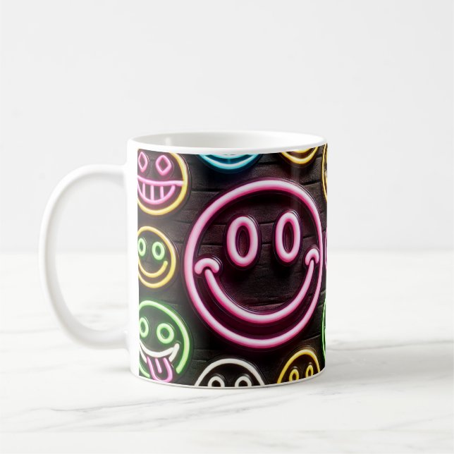 Caneca De Café Neon Smile & Sips Trendy Design Coffee Mug (Esquerda)