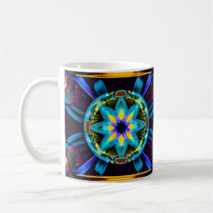Caneca De Café Neon Starburst Kaleidoscope