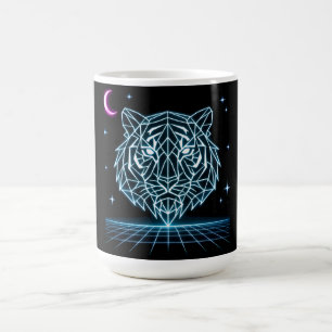 Caneca De Café Neon Tiger Synthwave – Retro Striker Elétrico