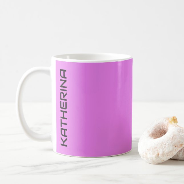 Caneca De Café Neon Violet Solid Color | Personalizado (Com Donut)