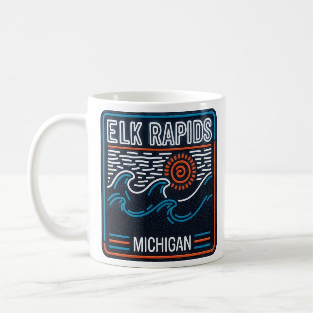 Caneca De Café Neon Waves Elk Rapids Michigan (Esquerda)