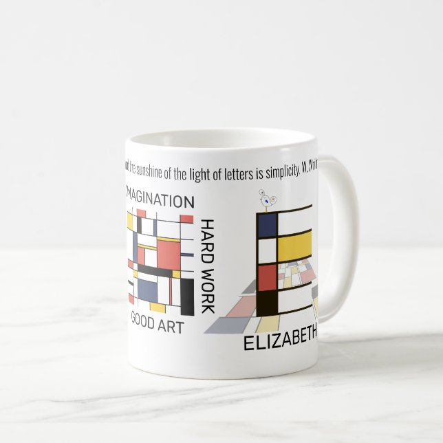 Caneca De Café Neoplasticismo Na moda de Arte Monograma. Letra E (Frente Esquerda)