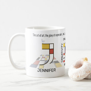 Caneca De Café Neoplasticismo Na moda de Arte Monograma. Letra J