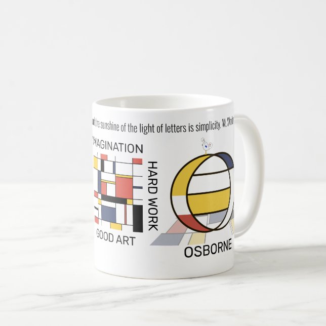 Caneca De Café Neoplasticismo Na moda de Arte Monograma. Letra O (Frente Esquerda)