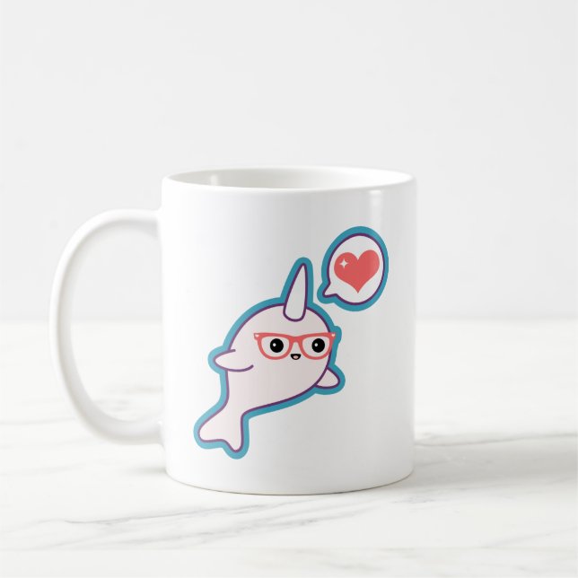 Caneca De Café Nerd bonito Narwhal (Esquerda)