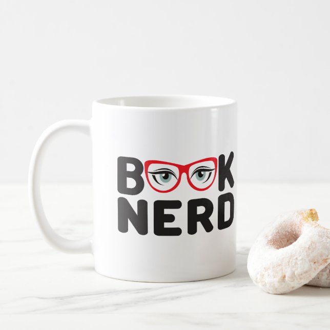 Caneca De Café Nerd de Livro (Com Donut)