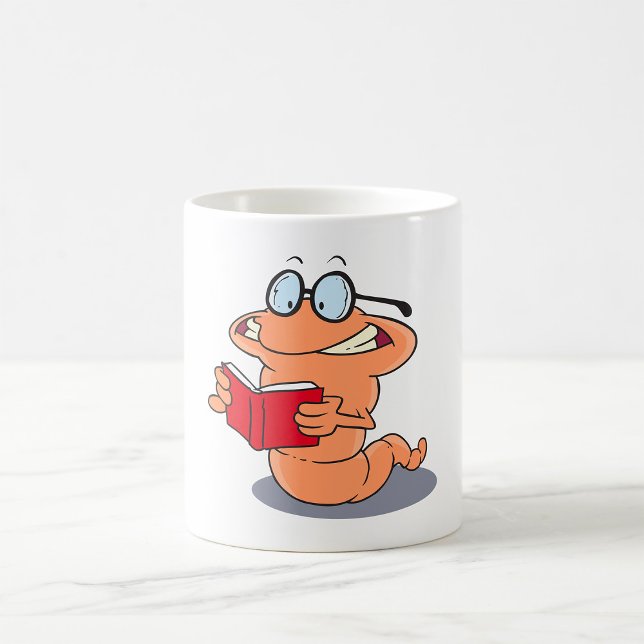 Caneca De Café Nerdy Bookworm Lendo Um Livro (Criador carregado)