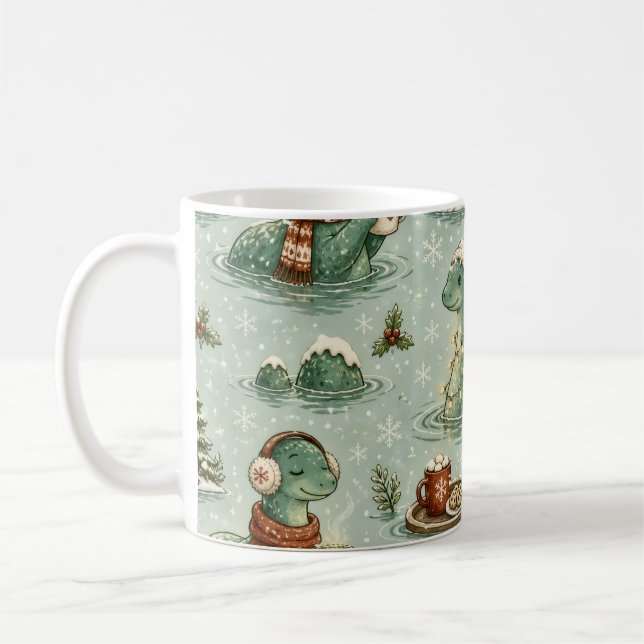 Caneca De Café Nessie do Natal Monstro do Lago Ness Aconchegante  (Esquerda)