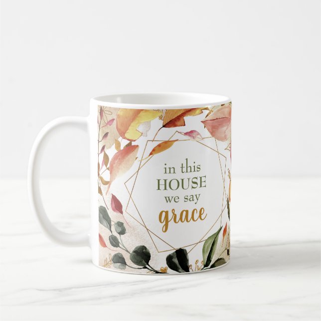 Caneca De Café Nesta Assembleia, dizemos Grace Autumn Watercolor (Esquerda)