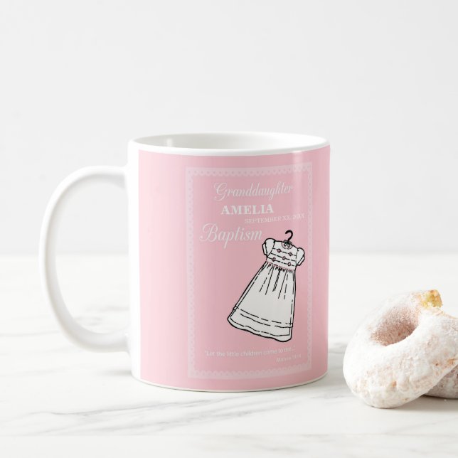 Caneca De Café Neta, palhaço de batismo personalizado a rosa (Com Donut)
