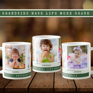 Caneca De Café Netos tornam a vida grande 3 foto colagem verde