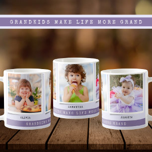 Caneca De Café Netos Tornem a Vida Grande 3 Fotocolagem Roxo