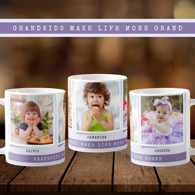 Caneca De Café Netos Tornem a Vida Grande 3 Fotocolagem Roxo (Criador carregado)