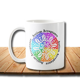 Caneca De Café Neurodiversity Autismo Aceitação do Rainbow Mandal