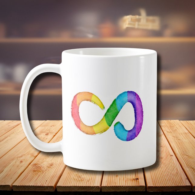Caneca De Café Neurodiversity Autismo Advertência Arco-Íris (Criador carregado)
