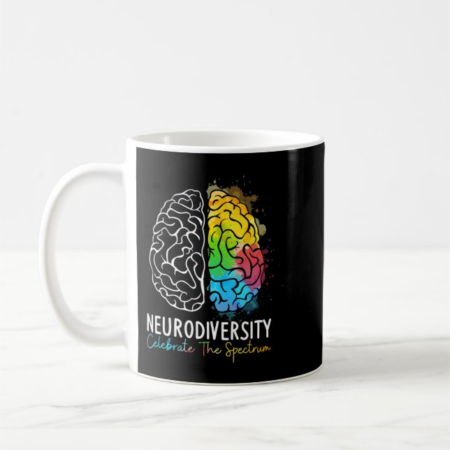 Caneca De Café Neurodiversity Autismo Spectrum ASD ADHD Rainbow B (Esquerda)