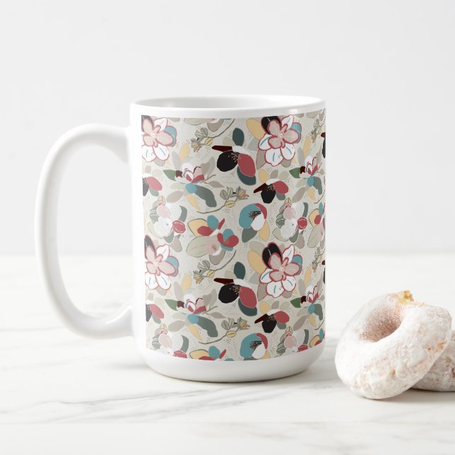 Caneca De Café Neutros Florais Magnólia (Com Donut)