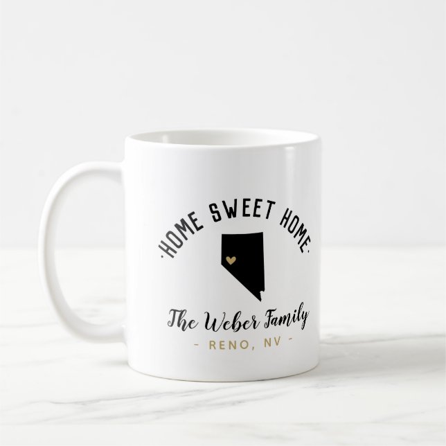 Caneca De Café Nevada Home Sweet Home Family Monograma Mug (Esquerda)