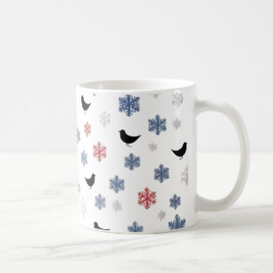 Caneca De Café Neve escandinava - Vermelho minimalista, branco