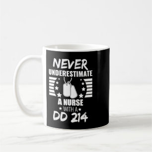 Caneca De Café Never Underestimate a Nurse DD 214  Veteran's 