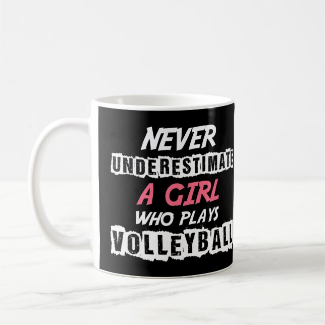 Caneca De Café Never Underestimate A Volleyball Girl Volleyball d (Esquerda)