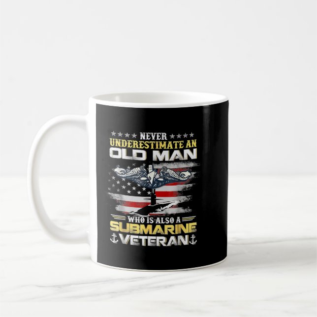 Caneca De Café Never Underestimate An Old Man Submarines Veteran  (Esquerda)
