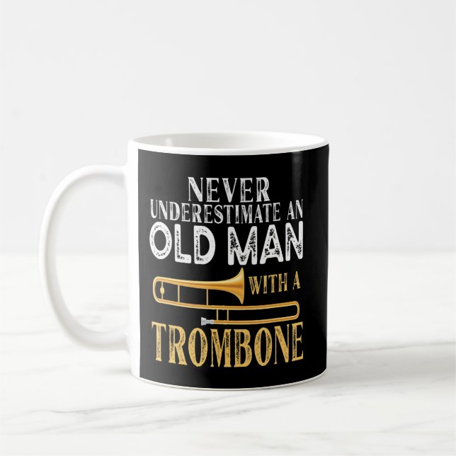 Caneca De Café Never Underestimate An Old Man With A Trombone Gif (Esquerda)