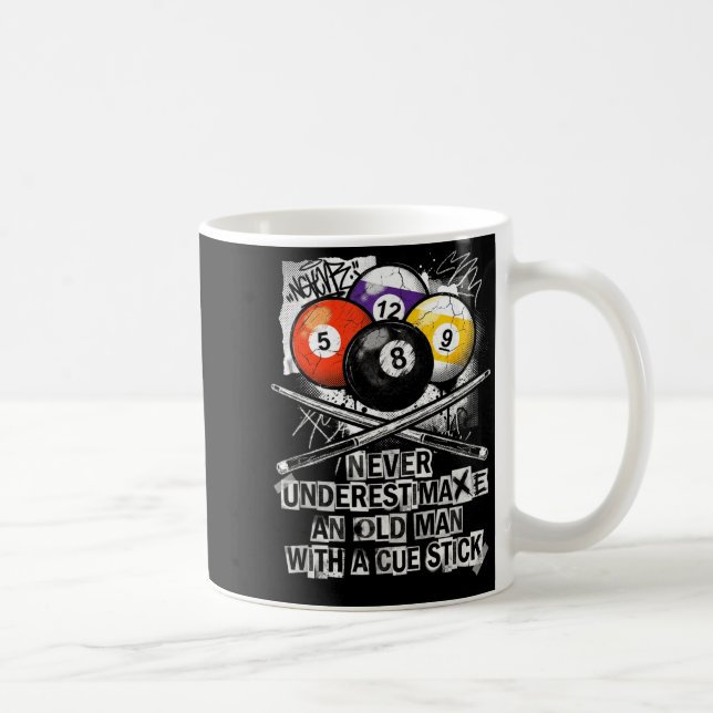 Caneca De Café Never Underestimate Old Man With A Cue Stick Billi (Direita)