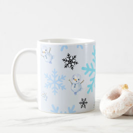 Caneca De Café Neves e flocos de neve em azul claro