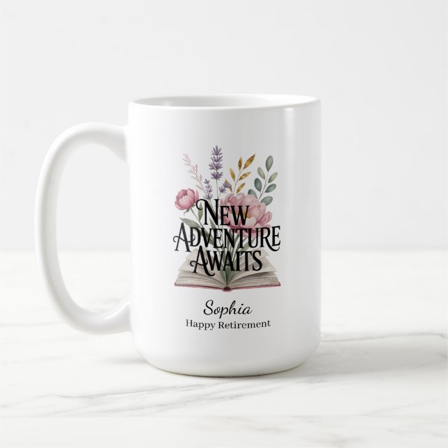 Caneca De Café New Adventure Awaits Retirement Personalized (Esquerda)